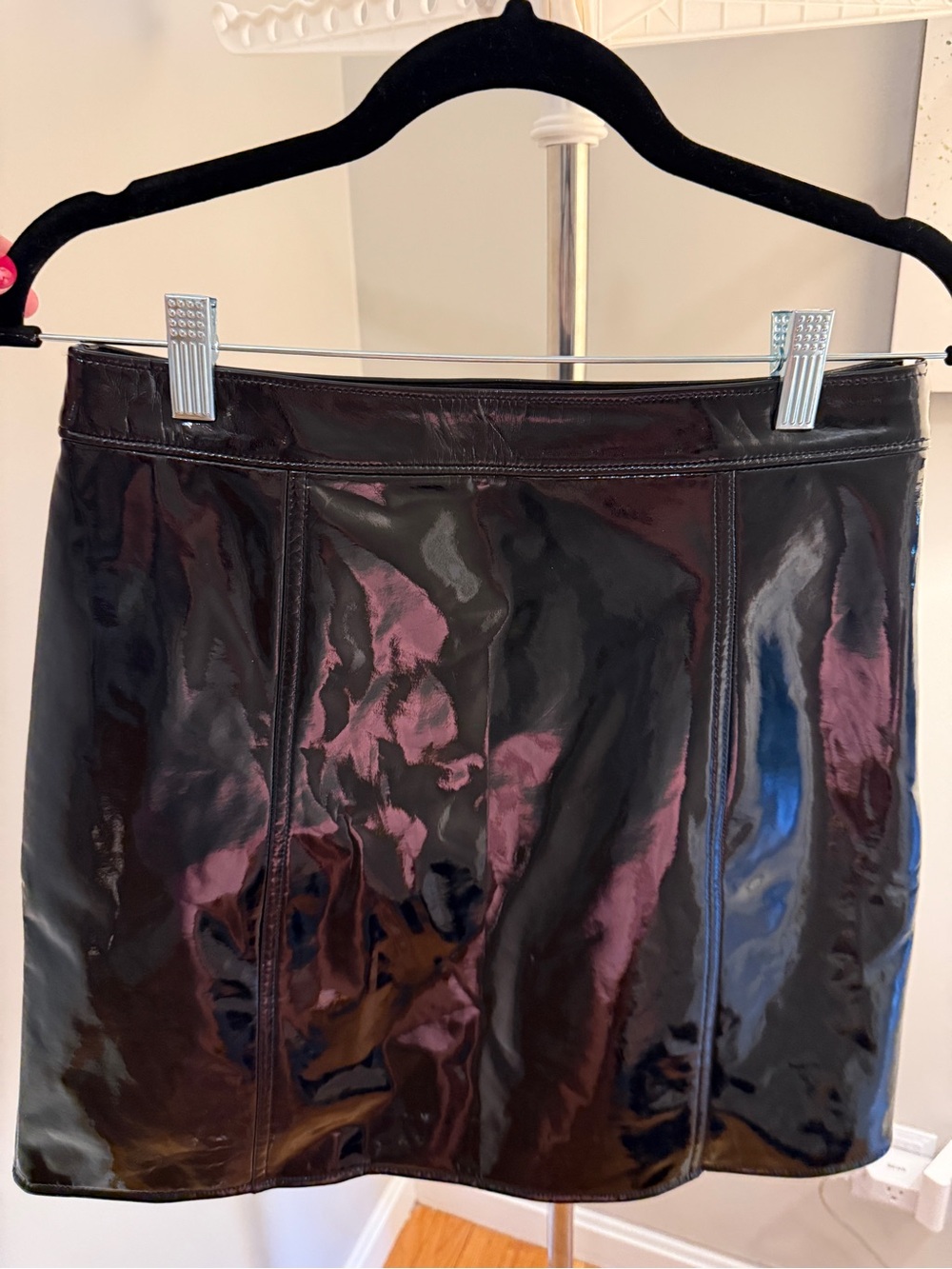 J. Crew Black Patent Mini Skirt